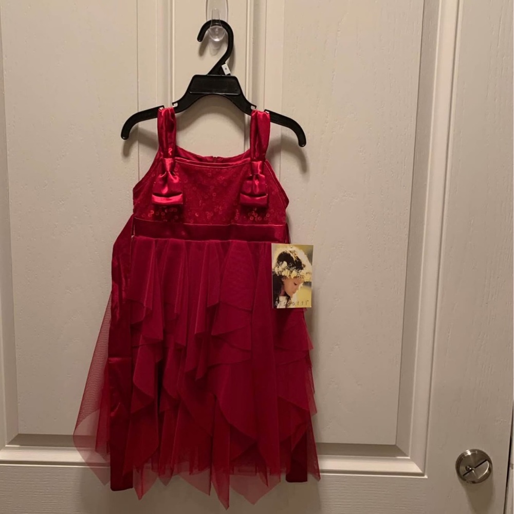 Biscotti Red Layered Tulle Dress